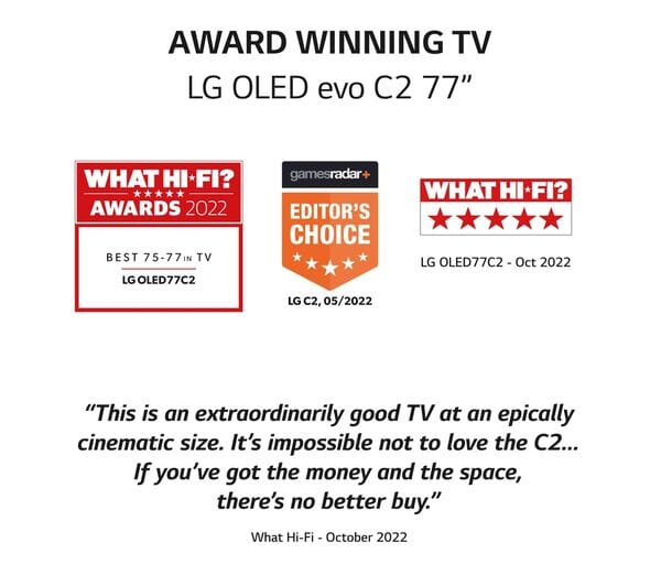 LG OLED77C24LA 77" Smart 4K Ultra HD HDR OLED TV with Google Assistant & Amazon Alexa - smartappliancesuk